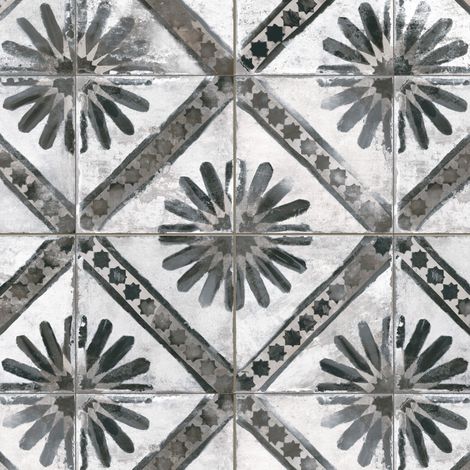 Carrelage Vintage effet Carreau ciment Gris 45x45x0,95 cm Solaria - Sol et mur intérieur (vendu par carton de 1 m²) - RO'MA CARRELAGE