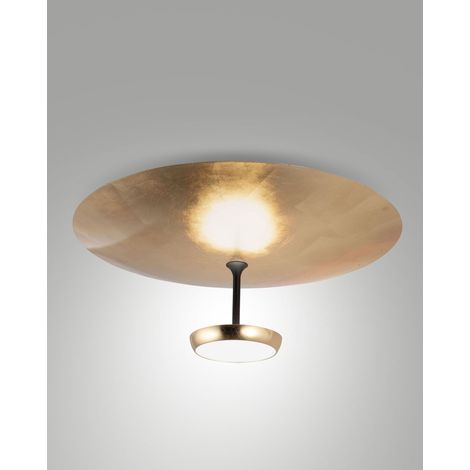 Plafoniera LED Yuko 40W 3200lm - Foglia Oro / Nero, Struttura in Metallo e Metacrilato, Dimmerabile a step, Luce Calda 3000K, IP20 - Yuko