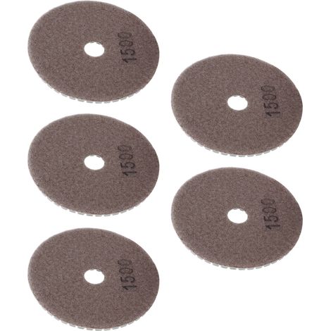 Kit de 5 disques de polissage diamantés humides de 10 cm (4 pouces) à grain doux pour marbre, granit et céramique, grain 1500 (1/5)
