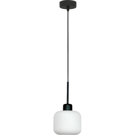 Schwarze Hängeleuchte mit weißem Glasschirm, Beka Bianco 14-965