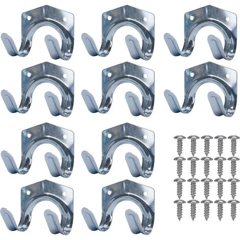 Crochets de Rangement en Métal, Porte-Outils en tôle d'acier, Support Mural pour Outils de Jardin Muraux Doubles(Lot de 10) (1/5)