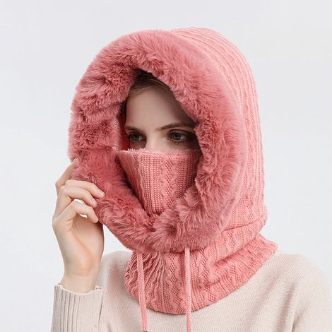 Cagoule multifonctionnelle pour femme, masque de ski chaud et coupe-vent pour l'hiver, idéale par temps froid pour le ski, la moto, la montagne, le camping et la randonnée, rose (1/5)