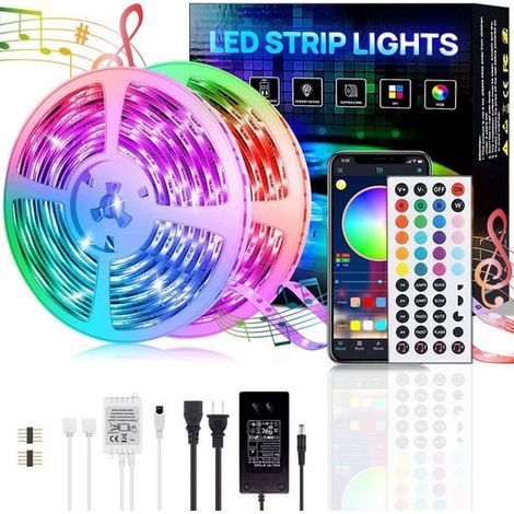 Bande LED, Ruban LED, Bandes Lumineuses, Bluetooth, RGB, 30M, 18 lumières/M, télécommande infrarouge, Bareboard RGB, KINSI (1/5)