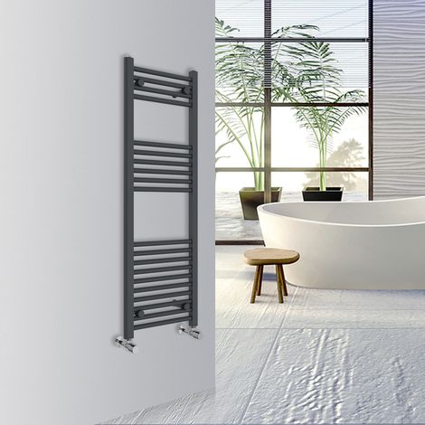 Warmehaus Straight Bathroom Heated Towel Rail Warmer Radiator Central Heating 1200x400mm Anthracite