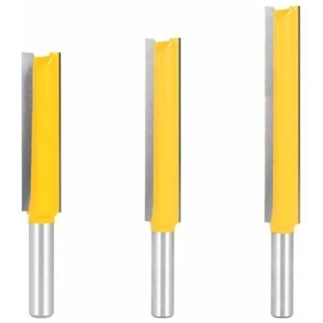 3Pcs 8mm Queue Fraises de Fraisage extra longues, Fraise Bois Fraise Extra-longue Fraise droite bout 8mm x 1/2quot x 50mm, 8mmx 1/2quot x 63mm, 8mmx 1/2quot x 76mm (1/5)