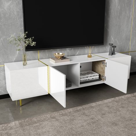 mobile tv 170 cm 4 ante bianco lucido soft close MDF OKMYHOME (1/5)