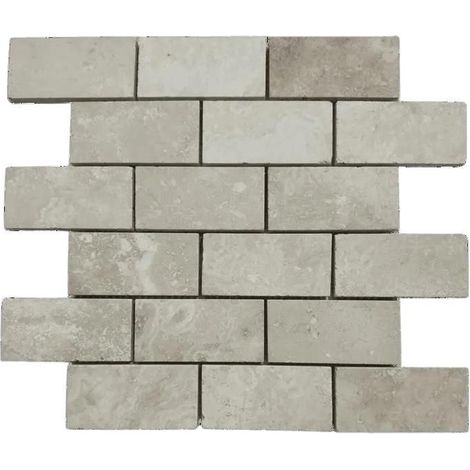 Mosaico in travertino - ALBEDO PIERRE - 30,5x35,5x1 cm - finitura lucida e riempita - beige pietra naturale