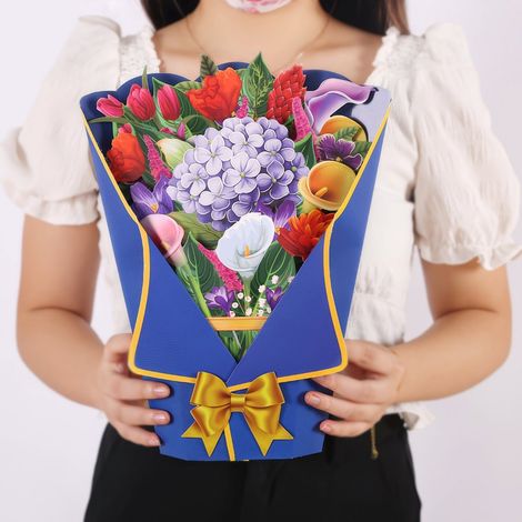 Tarjeta de felicitación con flores desplegables en 3D - Elegante ramo (1/5)