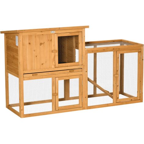 Gabbia per conigli/piccoli animali, dimensioni 141 x 60 x 86 cm, con telaio e rampa rimovibili, realizzata in legno di cedro, colore arancione, adatta sia per interni che per esterni. Spedizione diret (1/5)