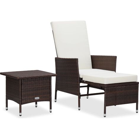 Salon de jardin 2 pcs Ensemble Table et Chaise de Jardin - avec coussins Résine tressée Marron BV375614 - BonneVie (1/5)