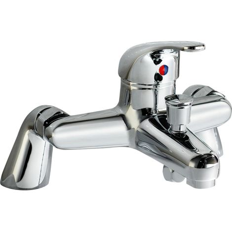 Studio Modern Deck Mounted Bath Shower Mixer Tap with Lever Handle (1/3)