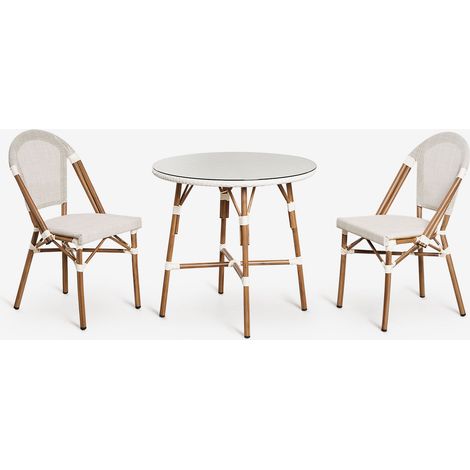 Set tavolo rotondo Ø80 cm e 2 sedie da pranzo impilabili in alluminio Brielle Bistro SKLUM            