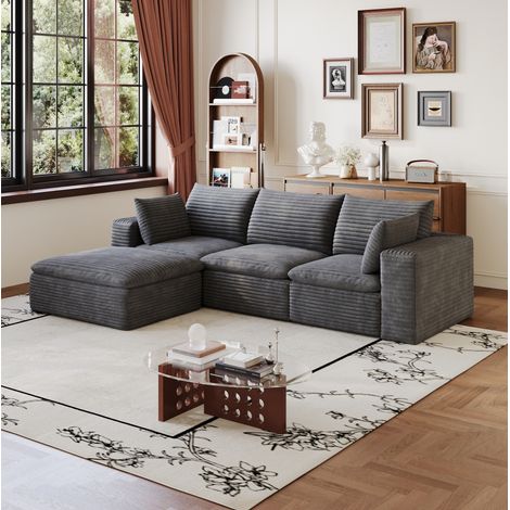 divano modulare in tessuto grigio scuro 260 cm DESVIAE (1/5)