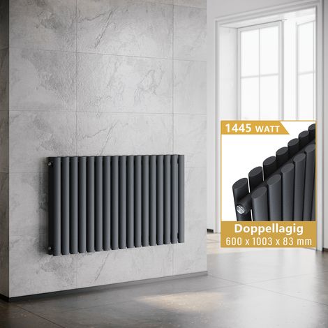 ELEGANT Heizkörper Anthrazit Paneelheizkörper Horizontal 600x1003mm Doppellagig (1/5)