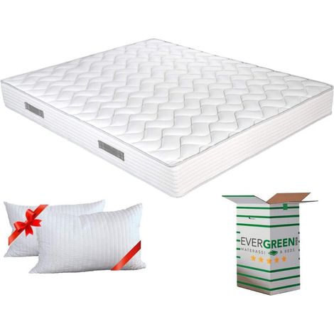 EVERGREENWEB - Materasso Matrimoniale 180x190 FASHION in Waterfoam alto 20 cm con CUSCINO Memory Foam GRATIS, Rivestimento Bianco per Tutti Reti e Letti ,  DISPOSITIVO MEDICO (1/4)