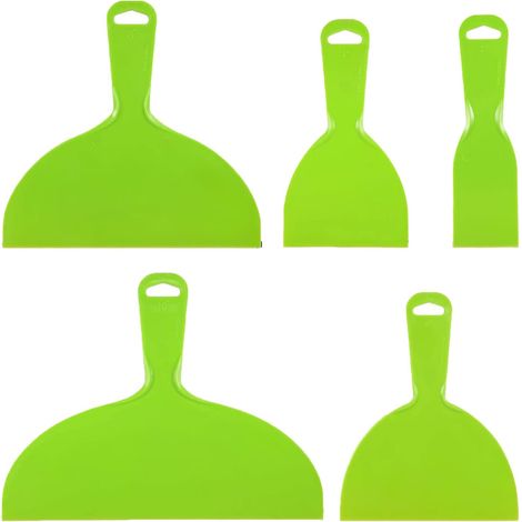 (Assortiment : 2", 4", 6", 8", 10")Lot de 5 spatules à enduire flexibles en plastique – Grand format – Outils jetables pour l'application d'enduit, le jointoiement de plaques de plâtre et la peinture 