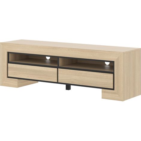 TV-Möbel Kollektion COPA – 160x50,5x41 cm – 2 Schubladen und 2 Fächer – Elegante Eiche – Skandinavisches Design