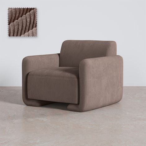 Sessel Gepolstert Mit Samtcord – Modernes Design - November Taupe