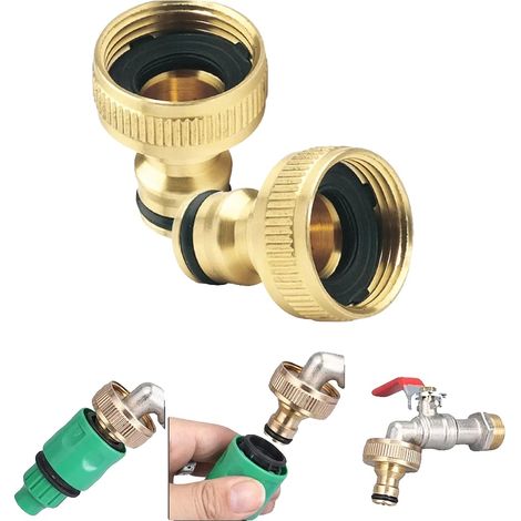 Grifo de jardín, conector para manguera, material de latón, rosca BSPP, compatible con mangueras estándar, diseño de conexión rápida hembra, ideal para uso en exteriores. (1/5)
