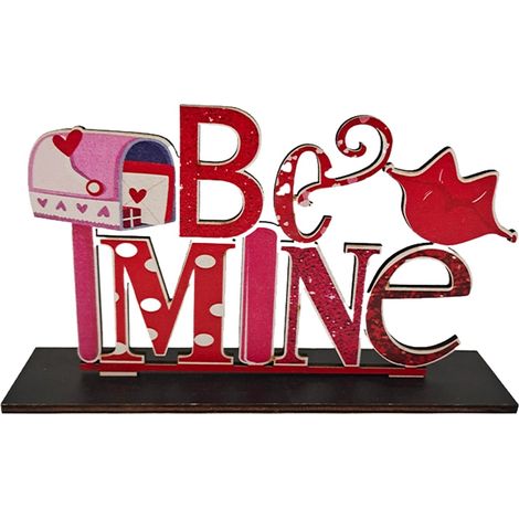 Support En Bois - Plateau À Étages Pour Décoration De Table - Motif Saint-Valentin - Signe Avec Lettres Découpées Et Gnomes - 1 Pièce (1/3)