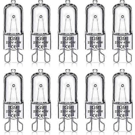Ampoules halogènes G9, 220 V, lot de 10 : haute qualité, durables, pratiques et faciles à utiliser, 40 W. (1/5)