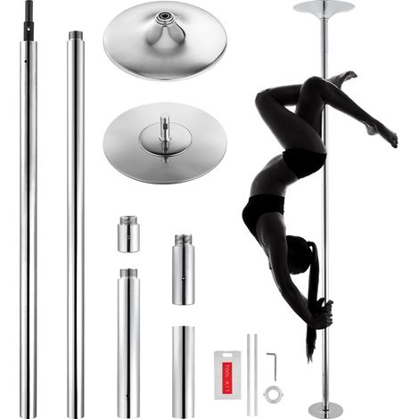 Barre de danse professionnelle, poteau tournant et statique, acier inoxydable 45mm, hauteur réglable, portable et démontable, pour fitness, maison, club, gym, argent. (1/5)