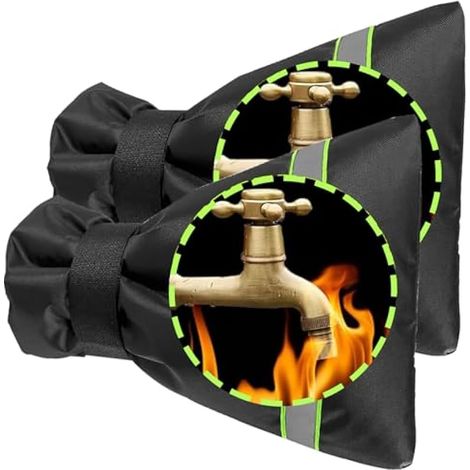 2 Pièces Housse de Robinet Extérieur Anti-Gel, 18x25cm Grande Protection Isolée pour Robinet Extérieur Hiver, Housse Épaisse Imperméable avec Bande Réfléchissante et Sangle Velcro