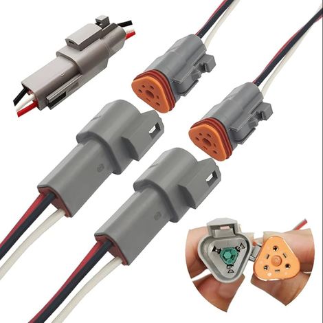 Connecteur DT, connecteurs à 3 Pin broches étanches mâles et femelles, avec câble 16AWG, pour moto, scooter, voiture, bateaux (1/4)