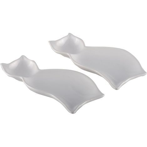 Lot de 2 Coupelles Chat en Porcelaine pour Apéritif Dessert et Condiments Blanc 20 cm - PANGIVO (1/3)