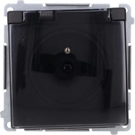 Simon Basic Steckdose mit Erdung, IP44 (Modul) 16 A, 250 V, Schraubklemmen, Transportklappe, schwarz BMGZ1B.01/49A