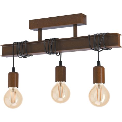 Plafoniera Industrial Townshend 4 3 Luci Acciaio Marrone Invecchiato (1/5)