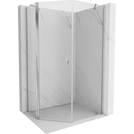Mexen Mist cabina de ducha pentagonal asimétrica con puerta abatible 90 x 100 cm, transparente, cromo - 8A8-090-100-01-00 (1/5)