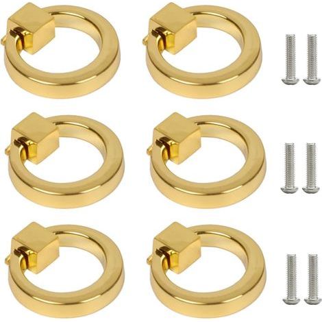 Set of 6 gold furniture handles, drawer pulls, kitchen cabinet handles, dresser handles, modern style, with screws (1/5)