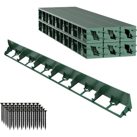 Wolketon 36m Bordure de Pelouse en Plastique, Flexible Bordure de Jardin avec 150 Piquets d'ancrage Vert