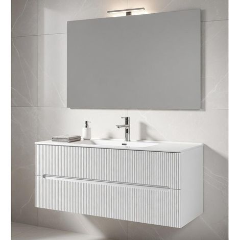 MOBILE BAGNO SOSPESO LINEA STICK CANNETTATO DA 120 CM Misura: Bianco Opaco (1/4)