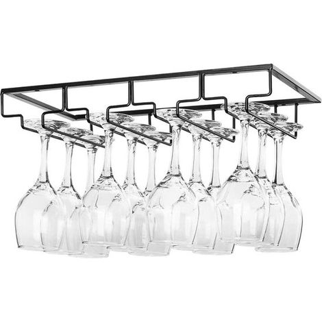 Porte-verres à vin suspendu, support mural pour verres à pied, organisateur de verres pour bar, cuisine et salle à manger (1/5)