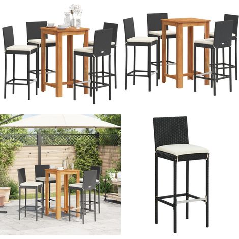5-tlg. Gartenbar-Set Schwarz Massivholz Akazie und Poly Rattan - Gartensets - Gartenbar - Gartenmöbel - Esszimmergarnitur - Outdoor Möbel - Home & Living (1/5)