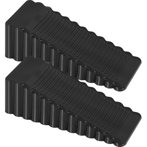 Lot de 2 butées de porte en caoutchouc noir, antidérapantes et empilables, pour portes lourdes et tous types de sols. (1/5)