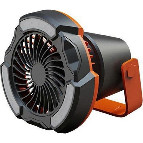 Kompakter, wiederaufladbarer Ventilator, Tischventilator, Campingventilator mit LED-Licht, Kühlventilator