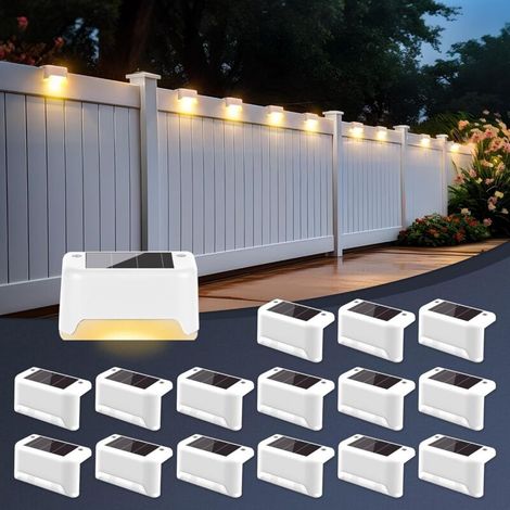 Solar-Zaunleuchten für den Außenbereich, 16er-Pack wasserdichte LED-Solar-Stufenleuchten für Treppen, Terrasse, Zaun, Garten und Patio