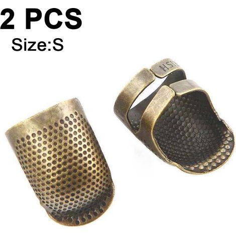 Lot de 2 protège-doigts en métal réglables pour la couture, le quilting et les loisirs créatifs. Accessoires pour la couture et le bricolage. Outils de couture DIY - Taille S. (1/4)