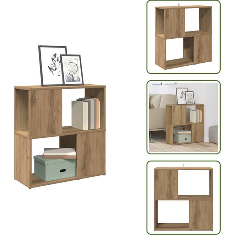 Bibliothèque chêne artisanal 60x24x63 cm bois d'ingénierie - Armoire À Livres - Armoires À Livres - Étagère À Livres - Étagères À Livres (1/5)