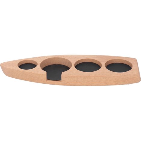 Support de tamper à café en bois, forme bateau, 4 emplacements antidérapants, station de tassage stable 53 mm/2,1 pouces (1/5)