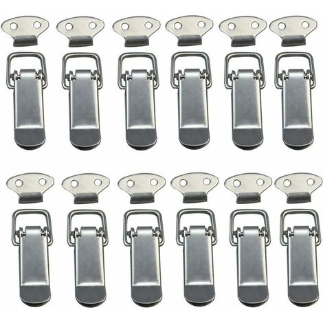 12-teiliges Befestigungsset für Dunstabzugshauben, Hebelverschluss, Federriegel, Knebelverschluss, Federklammer mit Haken, Edelstahl-Federverschluss für Kisten, Schubladen, Schränke