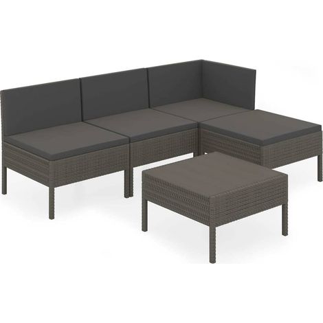 Maison Exclusive - 5-tlg. Garten-Lounge-Set mit Auflagen Poly Rat (1/5)