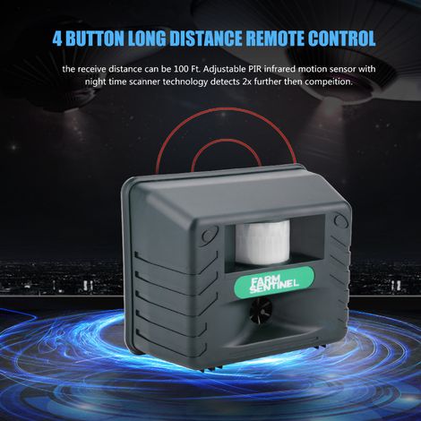 Répulsif électronique à ultrasons pour oiseaux et animaux sauvages, 4 alarmes sonores, extérieur, 220 V (UE) (1/5)