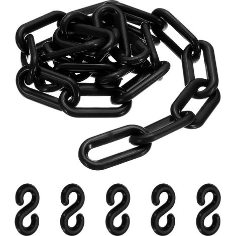 3.3 Pieds Chaîne En Plastique À Maillons, Barrière De Sécurité Colorée Avec Boucle Pour Parcs Aéroports Parkings Gestion De Foule, Noir (50 x 5.5 Mm) (1/5)