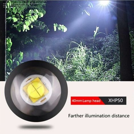 VURAHOME - Lampe Torche LED Puissante XHP50 Super Lumineuse 10000 Lumens USB Rechargeable Étanche Zoomable 5 Modes Torche Tactique avec Voyant D'alimentation Batterie Incluse pour Camping Randonnée Pê (1/4)