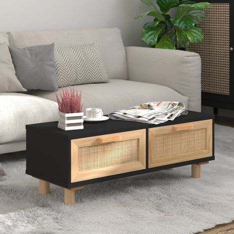 Table basse Table de salon Bout de canapé Noir 80x40x30 cm Bois d'ingénierie et pin massif 77739 (1/5)