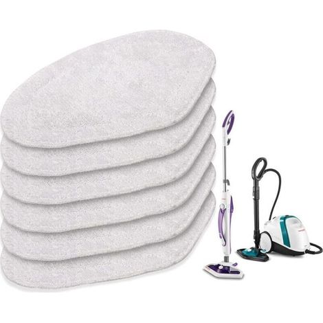 Tampons de rechange réutilisables en microfibre compatibles avec les tampons de recharge lavables pour nettoyeur vapeur POLTI Vaporetto (lot de 6) (1/4)